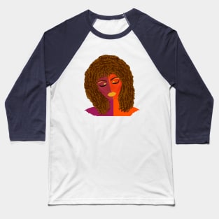 Purple and Orange Woman with Curly Natural Hair (White Background) Baseball T-Shirt